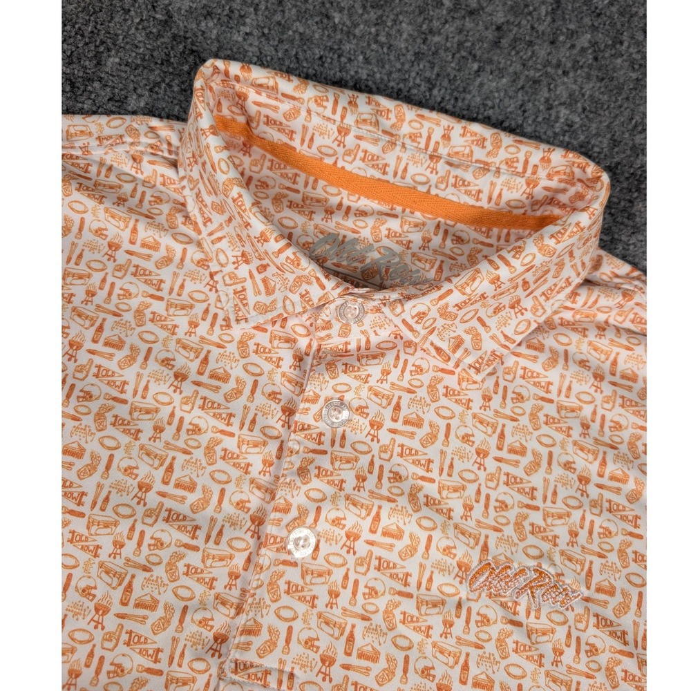 Old‎ Row Polo Shirt Mens Large Orange Tailgate BBQ Performance Short Sleeve